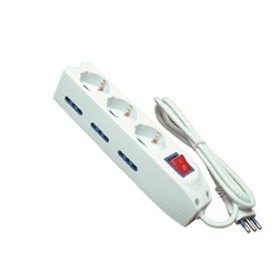 Multiple electrical socket 6 outputs 3 unel universal with switch 70960