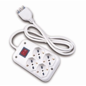 Presa multipla  piatta 4p bivalente unel 200124 bianco 72440 