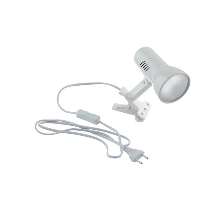 Faretto spot orientabile con pinza 1xE27 con cavo interruttore e spina 