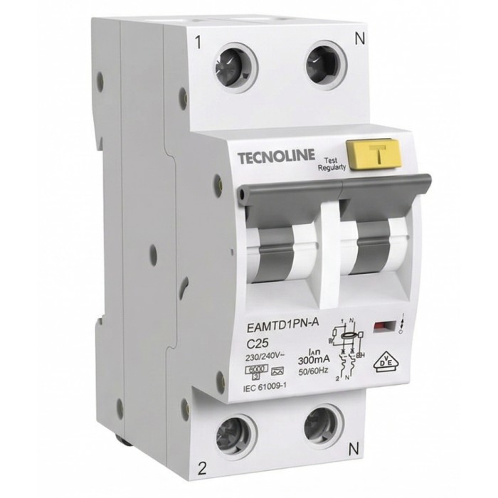 Interruttore Magnetotermico differenziale 1P+N 25A 300mA Tipo A 6kA 2moduli 