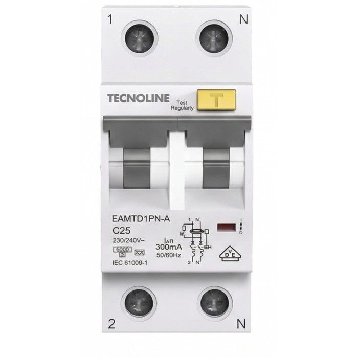 Interruttore Magnetotermico differenziale 1P+N 25A 300mA Tipo A 6kA 2moduli  2
