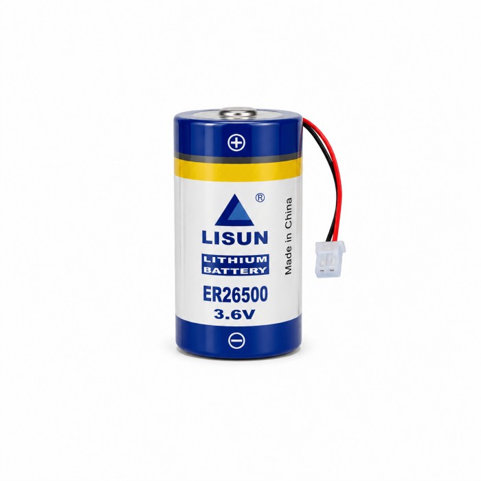 Batteria Litio Lisun ER26500 3,6V 8500mAh – Pila Li-SOCl2 Mezza Torcia (Size C) con Connettore Molex