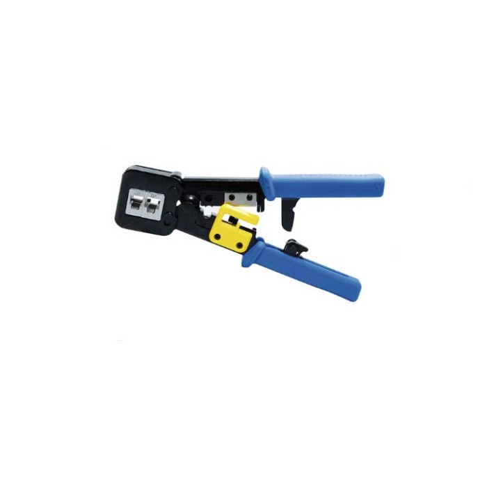 Pinza crimpatrice per connettori RJ11-RJ12-RJ45 plug 6/8p cavo passante 