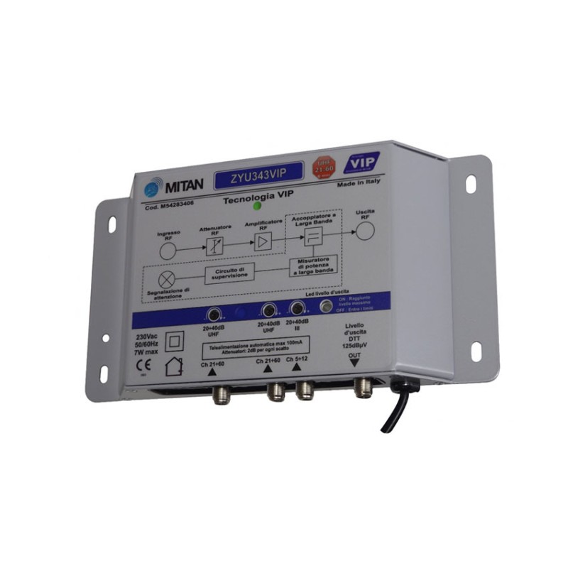 Centralino da antenna 3 ingressi tecnologia VIP 125dBuV DTT