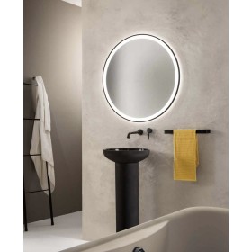 Specchio ORONERO Tondo Ø80 cm con Illuminazione LED CCT, Touch e Pellicola Antideflagrante Nero 