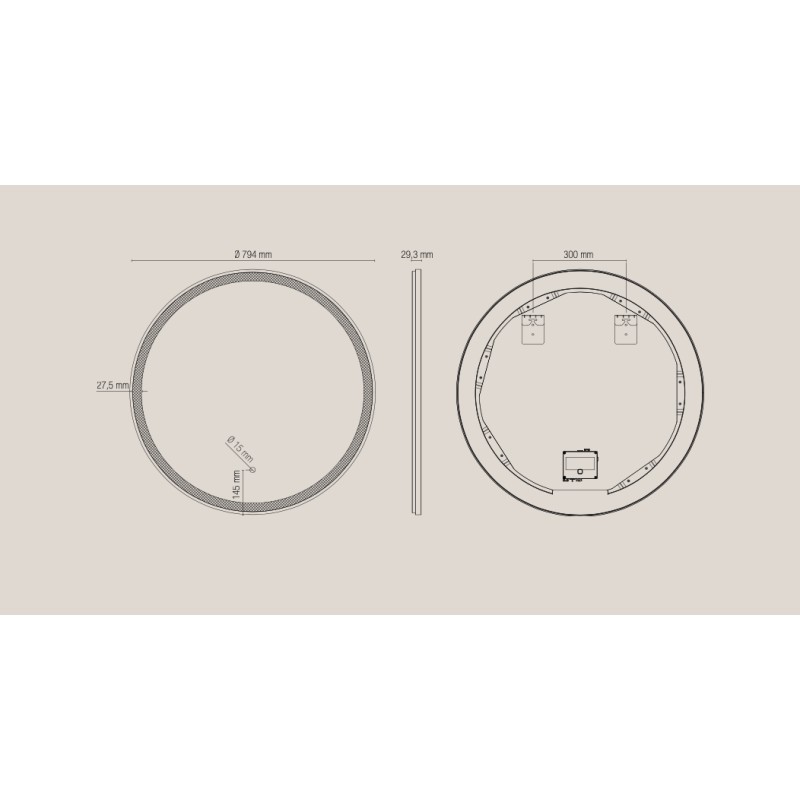 Specchio ORONERO Tondo Ø80 cm con Illuminazione LED CCT, Touch e Pellicola Antideflagrante Nero 