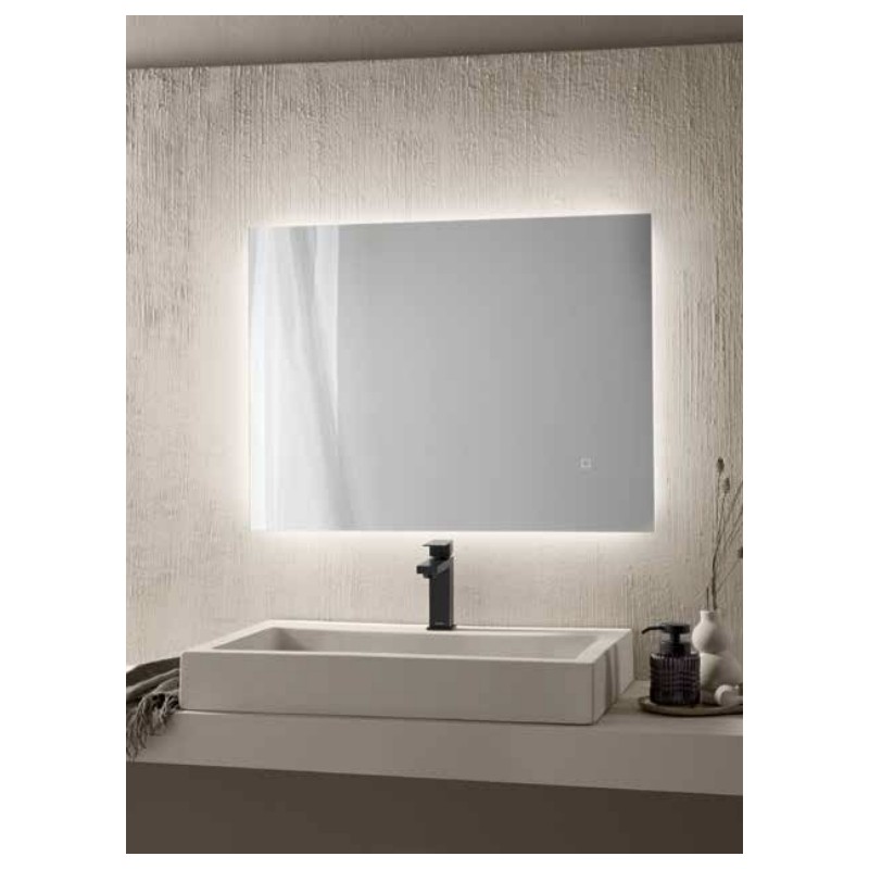 Specchio HALO 80 × 60 cm rettangolare con LED CCT a 3 temperature, touch dimming
