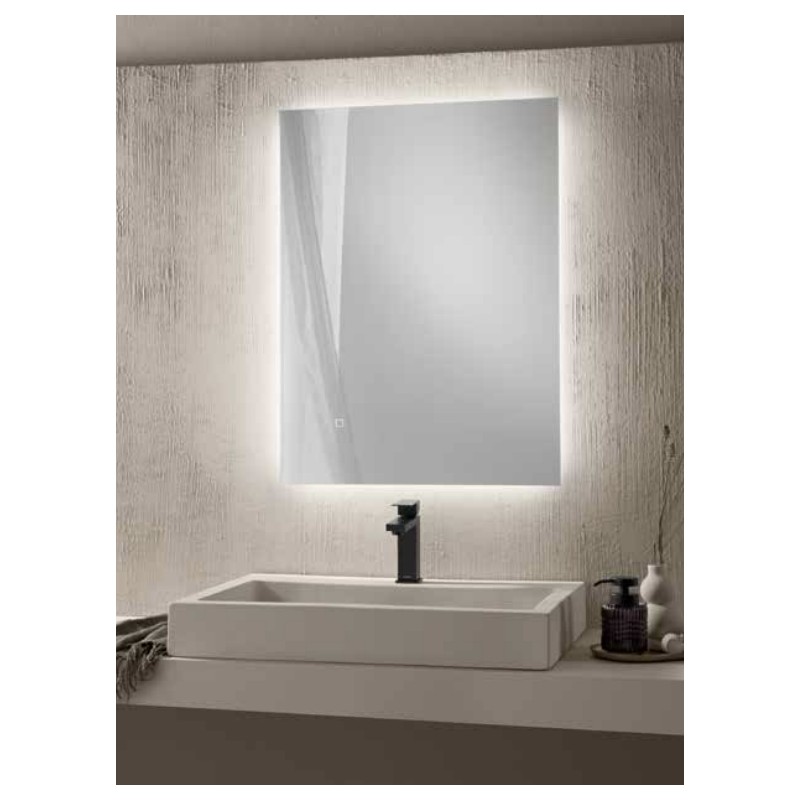 Specchio HALO 80 × 60 cm rettangolare con LED CCT a 3 temperature, touch dimming