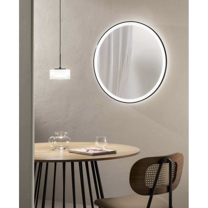 Specchio ORONERO Tondo Ø80 cm con Illuminazione LED CCT, Touch e Pellicola Antideflagrante Oro 2