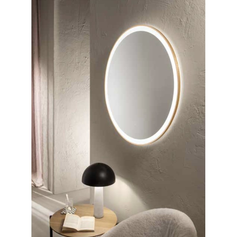 Specchio ORONERO Tondo Ø80 cm con Illuminazione LED CCT, Touch e Pellicola Antideflagrante Oro
