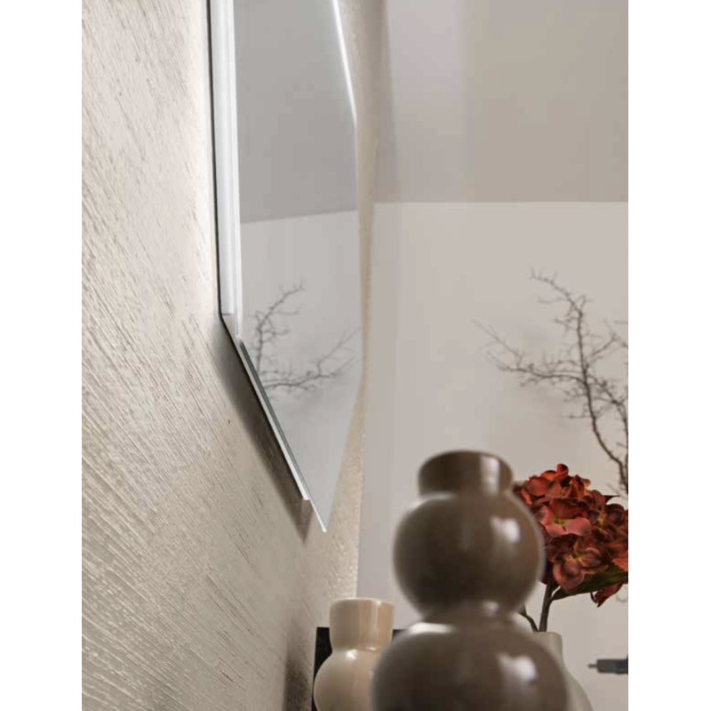 Specchio EXA Esagonale 60 cm con Illuminazione LED, Bordo Satinato CCT 2 Temperature e Pellicola Ant