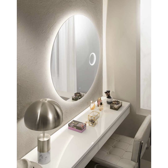 Specchio FOCUS Ø 100 cm tondo con lente dingrandimento 3x, LED CCT a 3 temperature e touch dimming 2