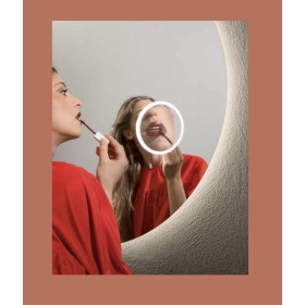 Specchio FOCUS Ø 100 cm tondo con lente dingrandimento 3x, LED CCT a 3 temperature e touch dimming