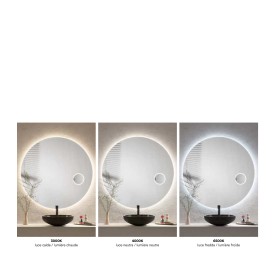 Specchio FOCUS Ø 100 cm tondo con lente dingrandimento 3x, LED CCT a 3 temperature e touch dimming