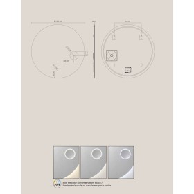 Specchio FOCUS Ø 100 cm tondo con lente dingrandimento 3x, LED CCT a 3 temperature e touch dimming
