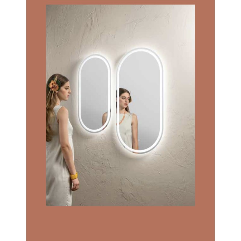 Specchio QUEEN 50 × 100 cm ovale con illuminazione LED CCT a 3 temperature e touch