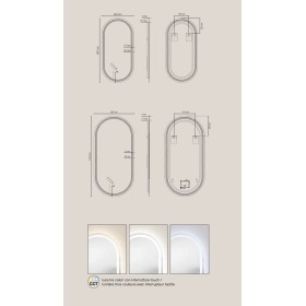 Specchio QUEEN 50 × 100 cm ovale con illuminazione LED CCT a 3 temperature e touch