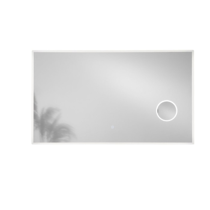 Specchio ZOOM 120 × 70 cm rettangolare con angoli smussati, lente 3X, LED CCT a 3 temperature e touc