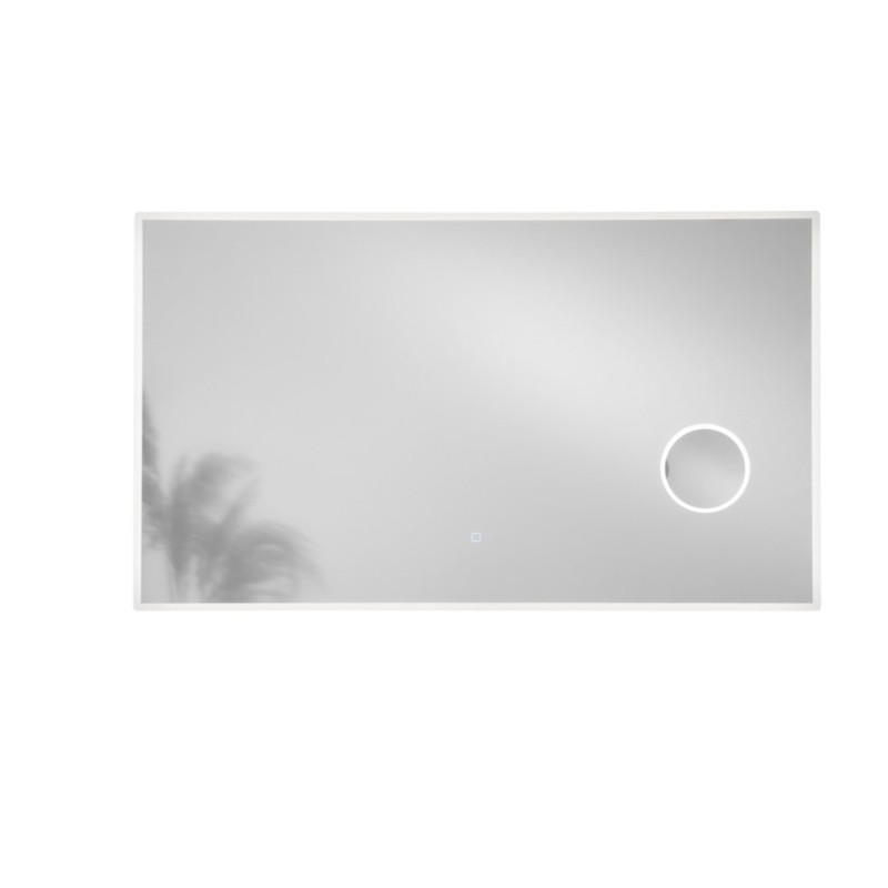 Specchio ZOOM 120 × 70 cm rettangolare con angoli smussati, lente 3X, LED CCT a 3 temperature e touc