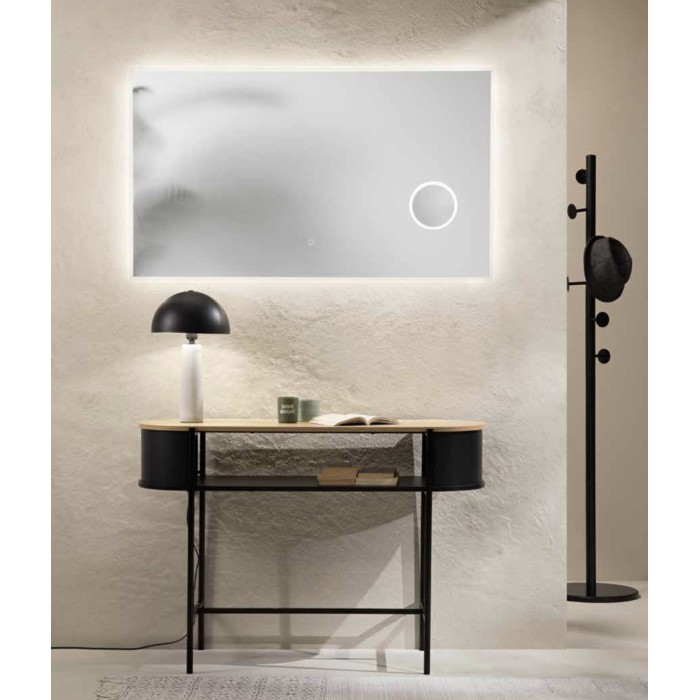 Specchio ZOOM 120 × 70 cm rettangolare con angoli smussati, lente 3X, LED CCT a 3 temperature e touc 2