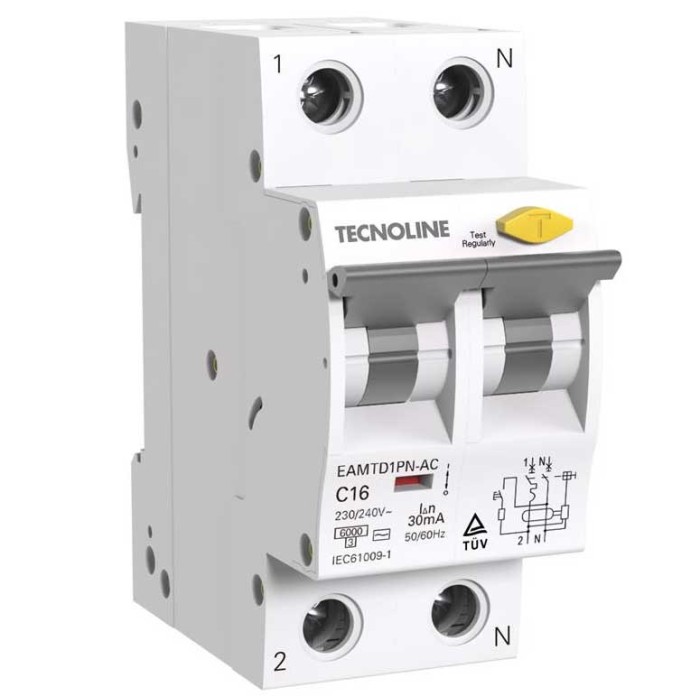 Interruttore Magnetotermico Differenziale 1P+N 16A 30mA Tipo AC 6KA